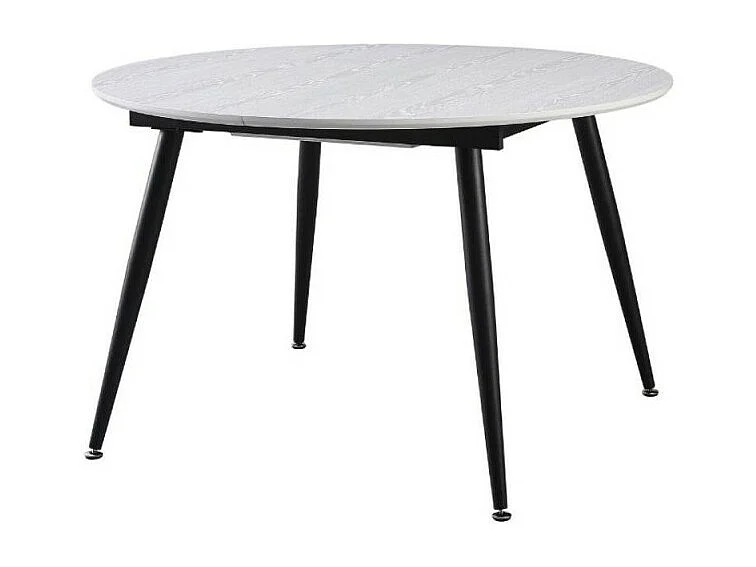Tavolo rotondo allungabile Cordelia bianco con gambe nere 120x120x75