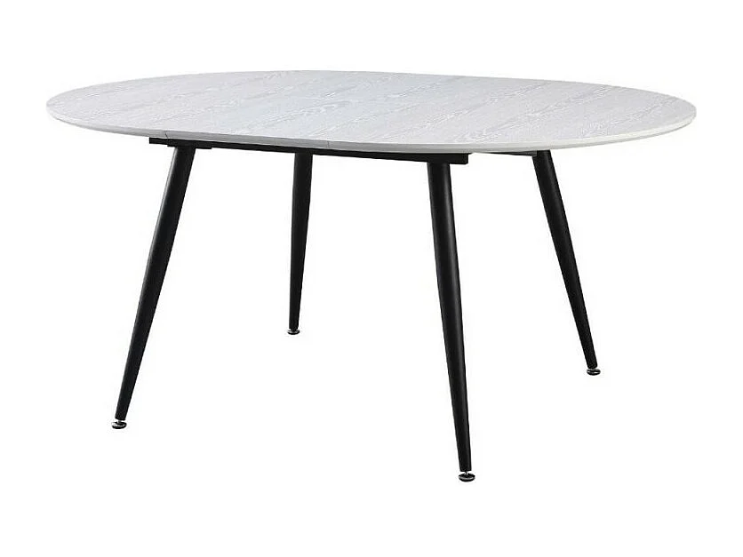 Tavolo rotondo allungabile Cordelia bianco con gambe nere 120x120x75