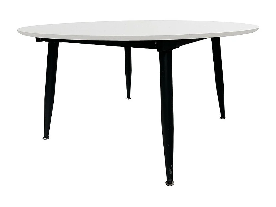 Tavolo rotondo allungabile Cordelia bianco con gambe nere 120x120x75