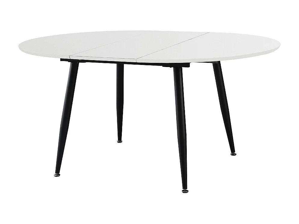 Tavolo rotondo allungabile Cordelia bianco con gambe nere 120x120x75