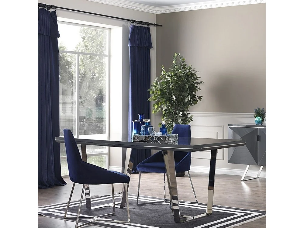 Tavolo Enzio 185x95x78h colore grigio laccato lucido