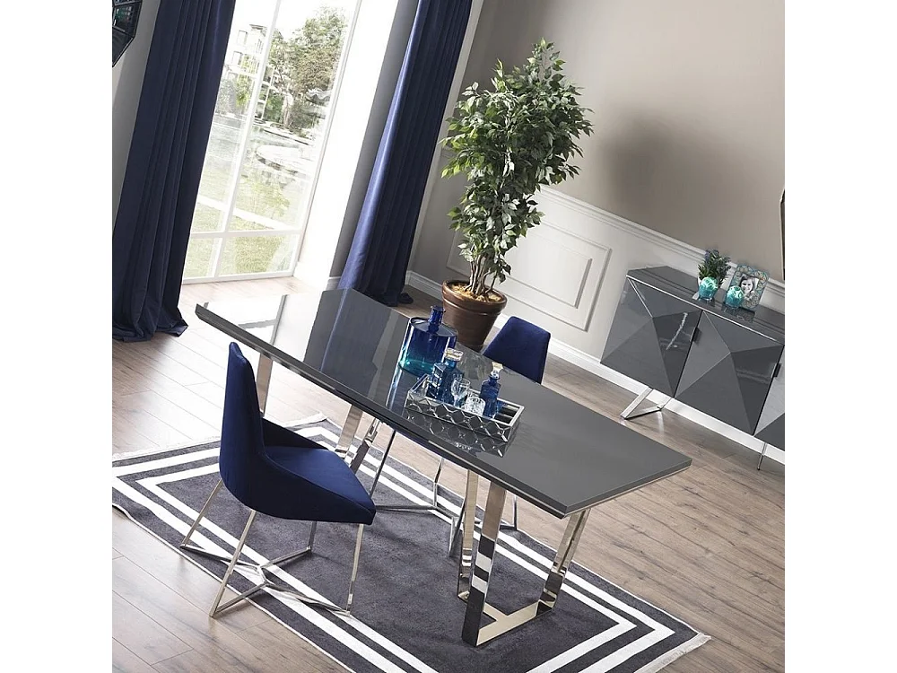 Tavolo Enzio 185x95x78h colore grigio laccato lucido