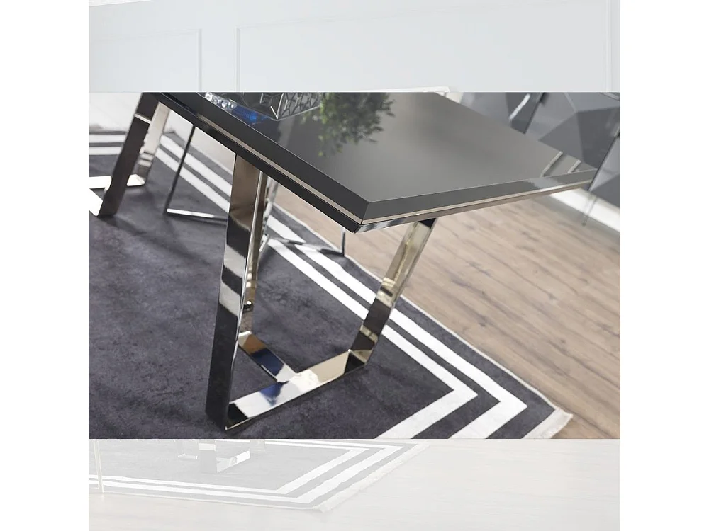 Tavolo Enzio 185x95x78h colore grigio laccato lucido