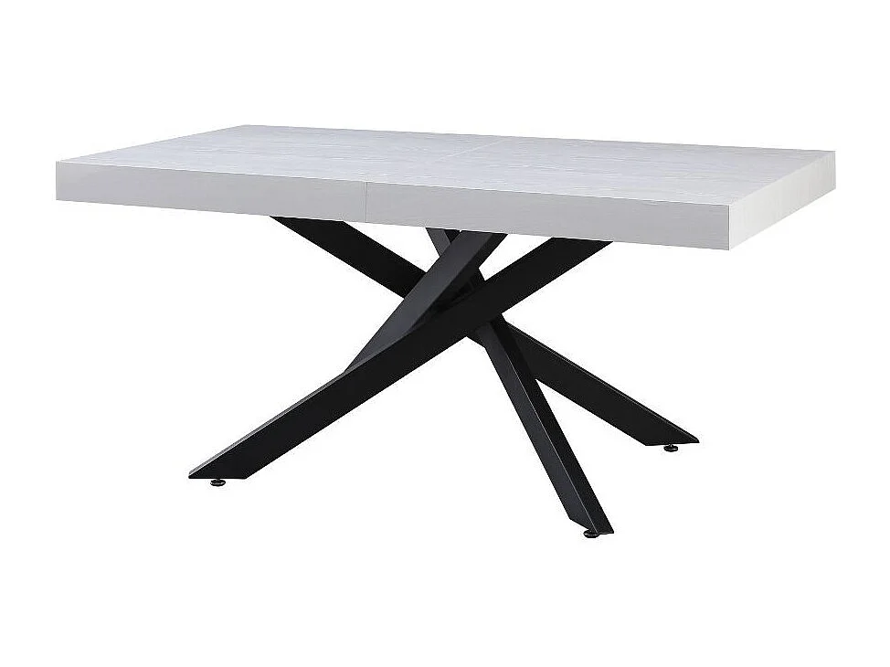 Tavolo rettangolare allungabile Belinda piano bianco e base nera 160x90x75