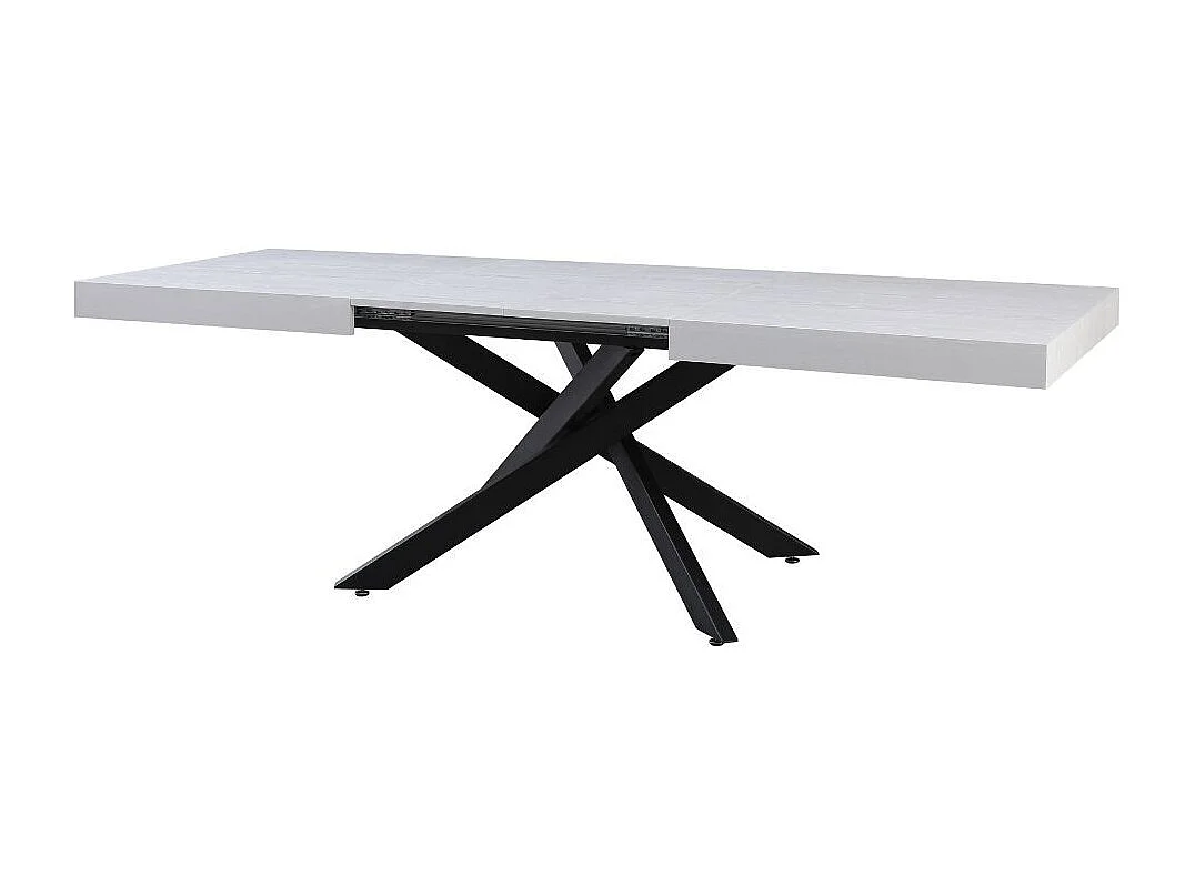 Tavolo rettangolare allungabile Belinda piano bianco e base nera 160x90x75