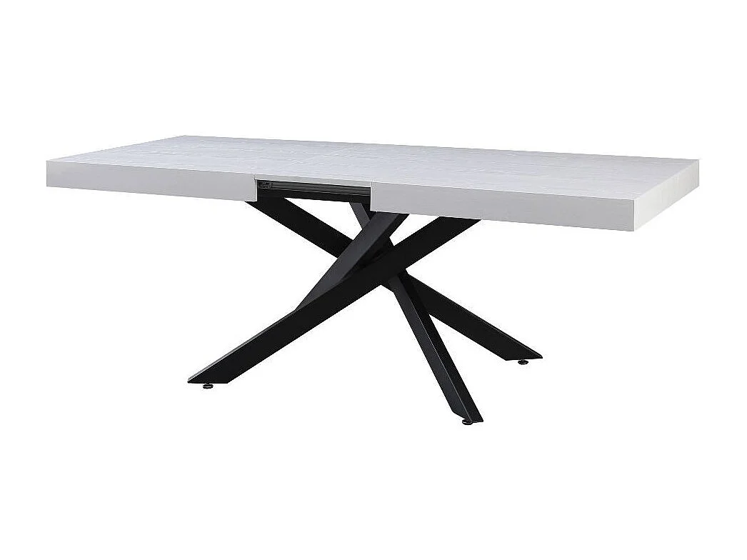 Tavolo rettangolare allungabile Belinda piano bianco e base nera 160x90x75