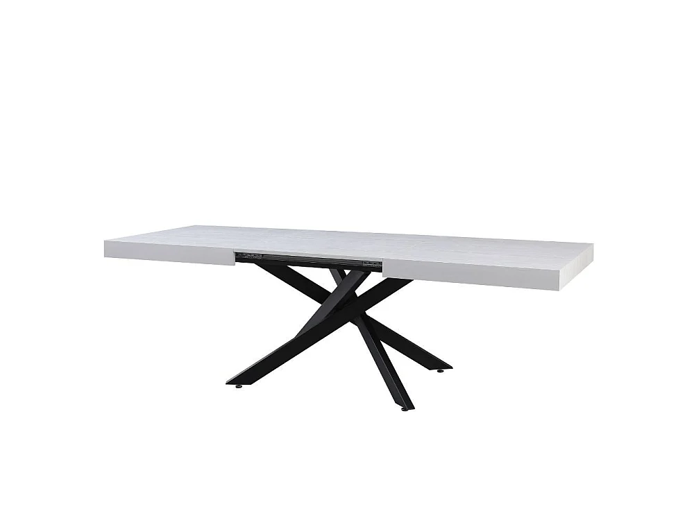 Tavolo rettangolare allungabile Belinda piano bianco e base nera 160x90x75