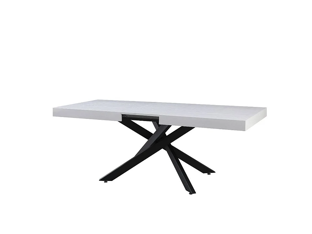 Tavolo rettangolare allungabile Belinda piano bianco e base nera 160x90x75