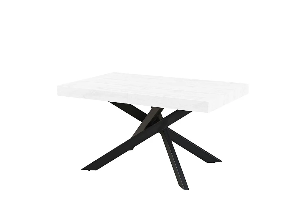 Tavolo rettangolare allungabile Belinda piano bianco e base nera 160x90x75