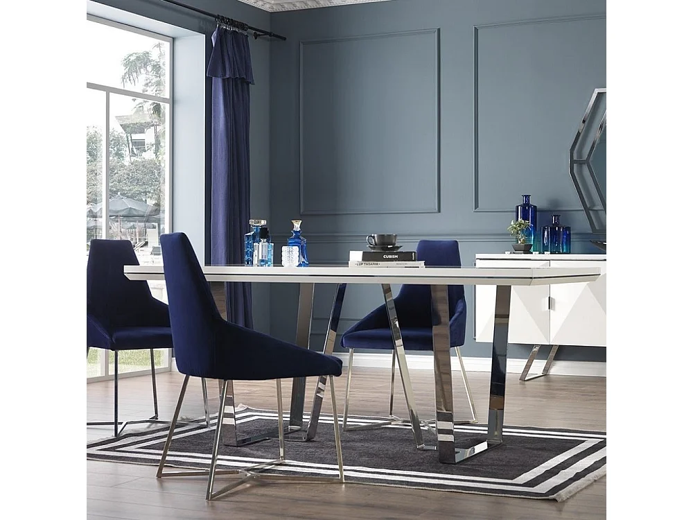 Tavolo Enzio 185x95x78h colore bianco laccato lucido