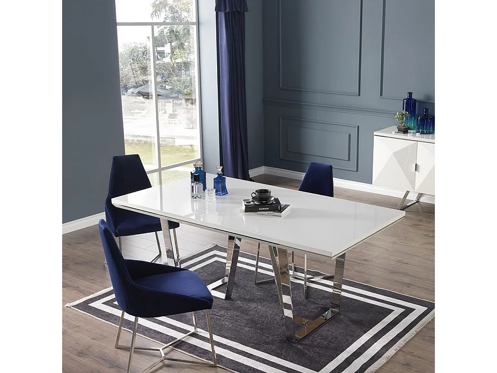 Tavolo Enzio 185x95x78h colore bianco laccato lucido