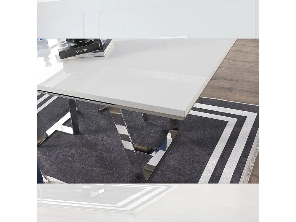 Tavolo Enzio 185x95x78h colore bianco laccato lucido