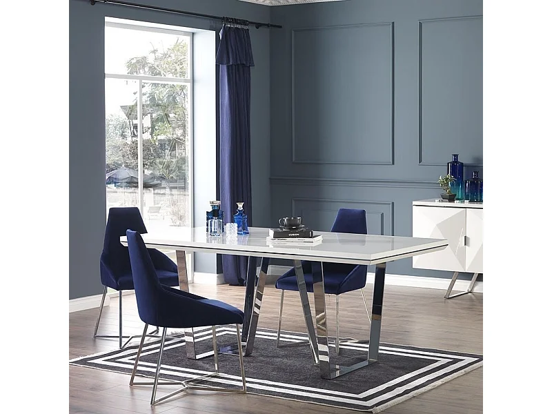 Tavolo Enzio 185x95x78h colore bianco laccato lucido