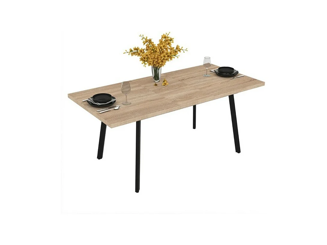 Tavolo allungabile piano colore rovere e gambe in metallo nero Lini 138x85x76h