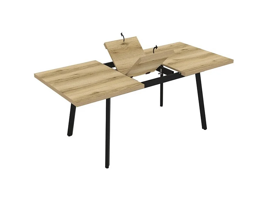 Tavolo allungabile piano colore rovere e gambe in metallo nero Lini 138x85x76h