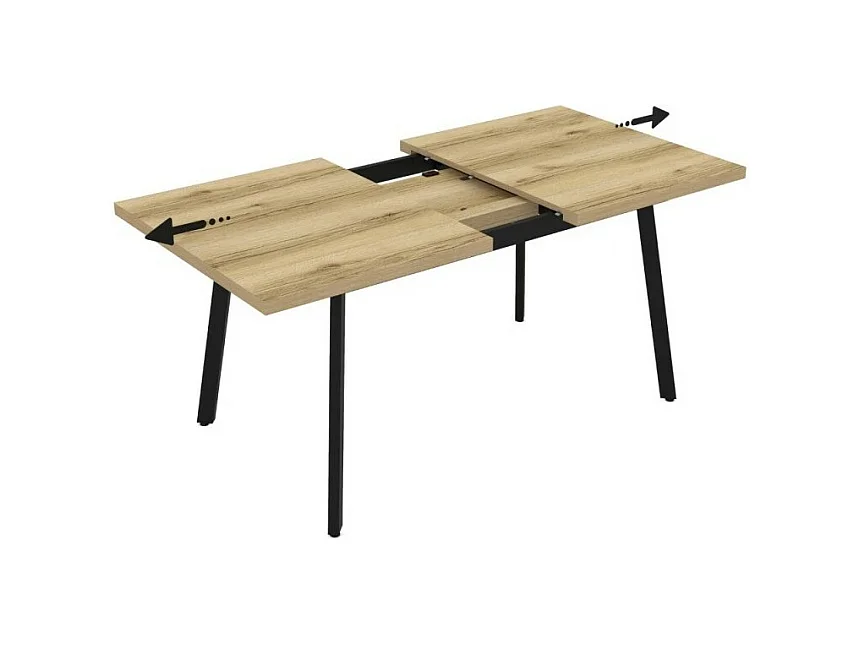 Tavolo allungabile piano colore rovere e gambe in metallo nero Lini 138x85x76h