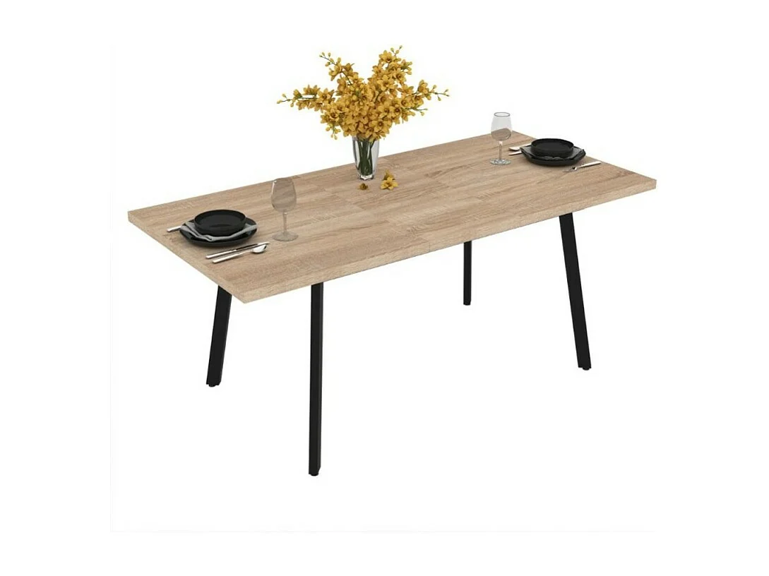 Tavolo allungabile Lini piano colore rovere e gambe in metallo nero 138x85x76h
