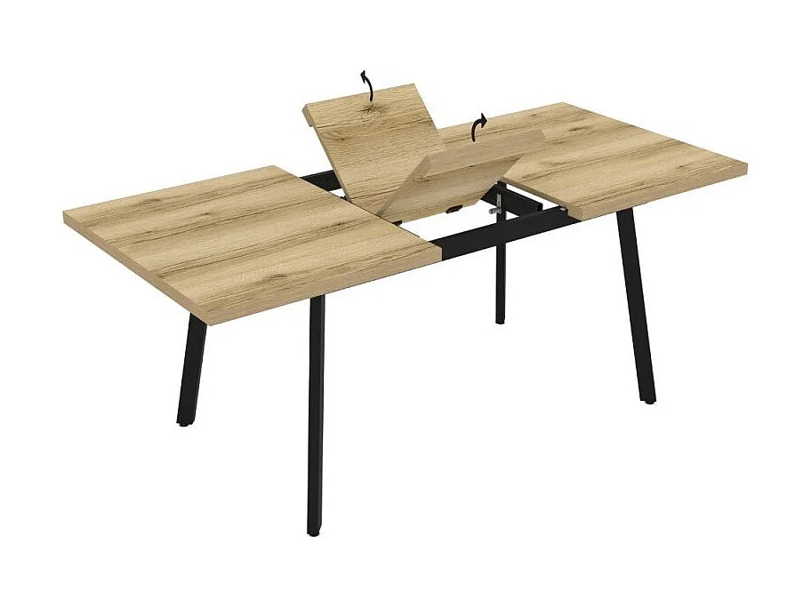 Tavolo allungabile Lini piano colore rovere e gambe in metallo nero 138x85x76h