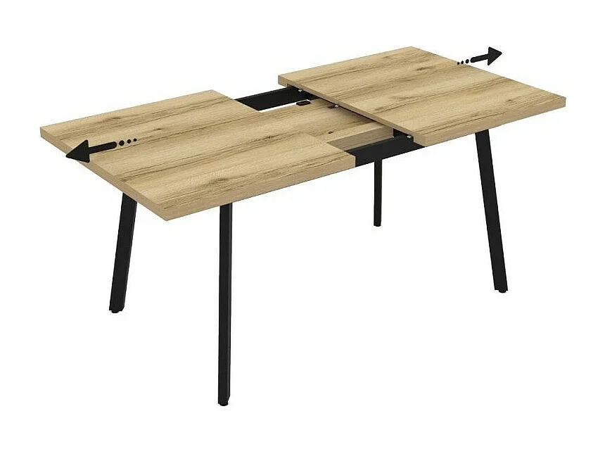Tavolo allungabile Lini piano colore rovere e gambe in metallo nero 138x85x76h