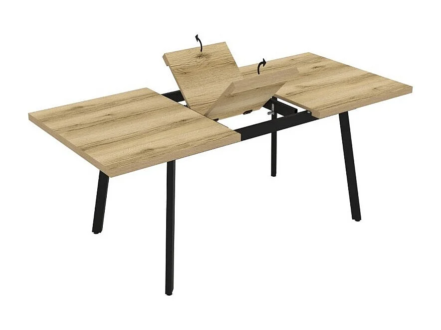Tavolo allungabile Lini piano colore rovere e gambe in metallo nero 138x85x76h