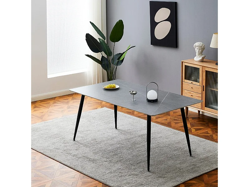 Tavolo top ceramica effetto marmo grigio opaco Mila 140x80