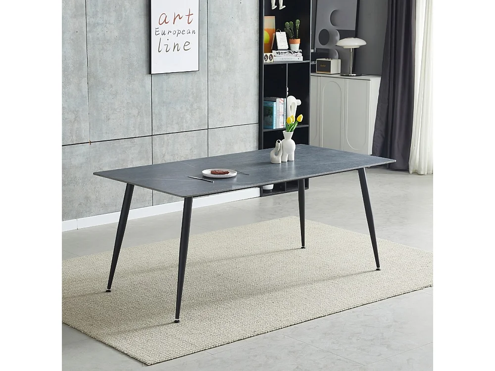 Tavolo top ceramica effetto marmo grigio opaco Mila 140x80