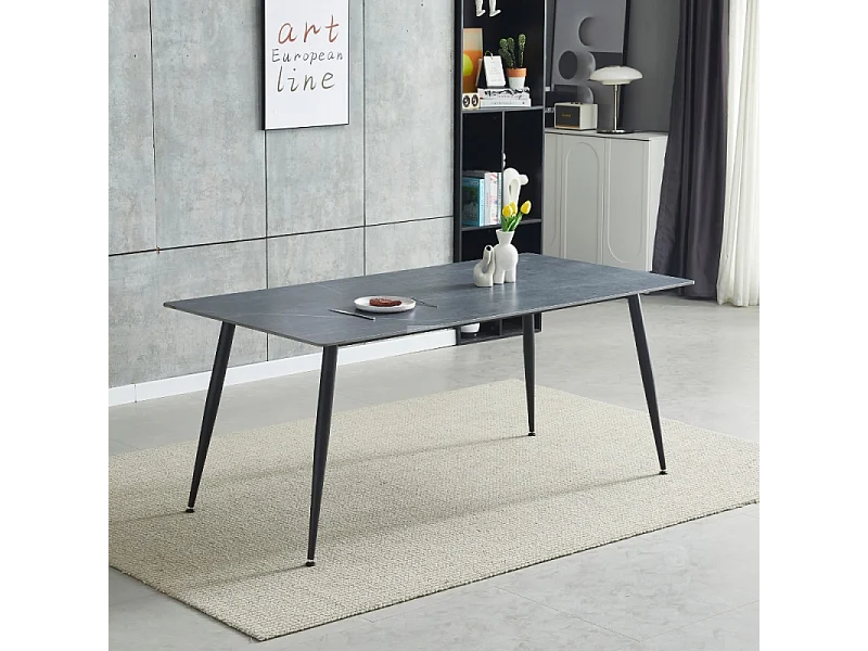 Tavolo top ceramica effetto marmo grigio opaco Mila 140x80