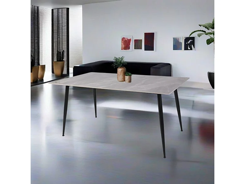 Tavolo top ceramica effetto marmo grigio lucido Mila 160x90