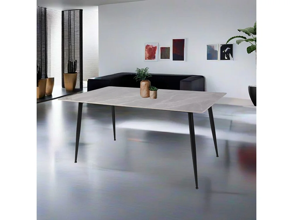 Tavolo top ceramica effetto marmo grigio lucido Mila 160x90