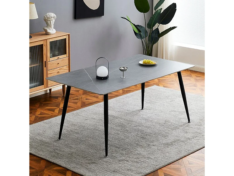 Tavolo top ceramica effetto marmo grigio cemento Mila 160x90