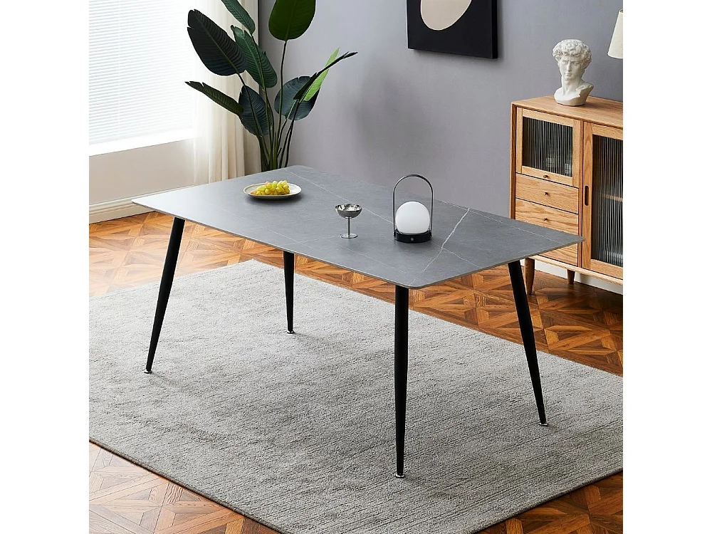 Tavolo top ceramica effetto marmo grigio cemento Mila 160x90