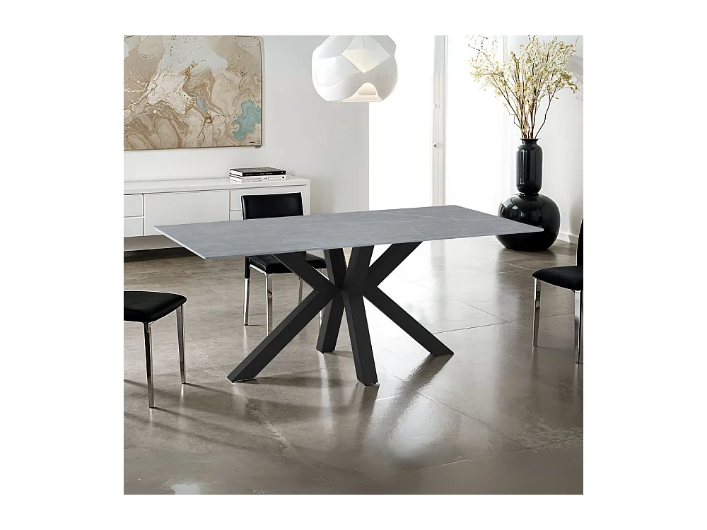 Tavolo Germany piano ceramica effetto marmo grigio opaco 180x90 cm.