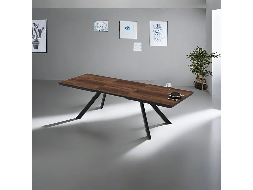 Tavolo allungabile Corin piano colore noce e gambe in metallo 200x100x77H