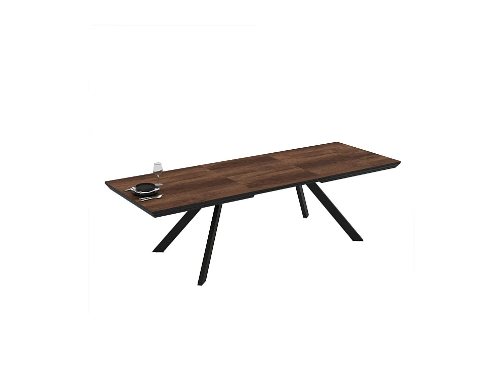 Tavolo allungabile Corin piano colore noce e gambe in metallo 200x100x77H