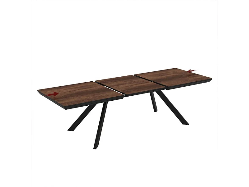 Tavolo allungabile Corin piano colore noce e gambe in metallo 200x100x77H