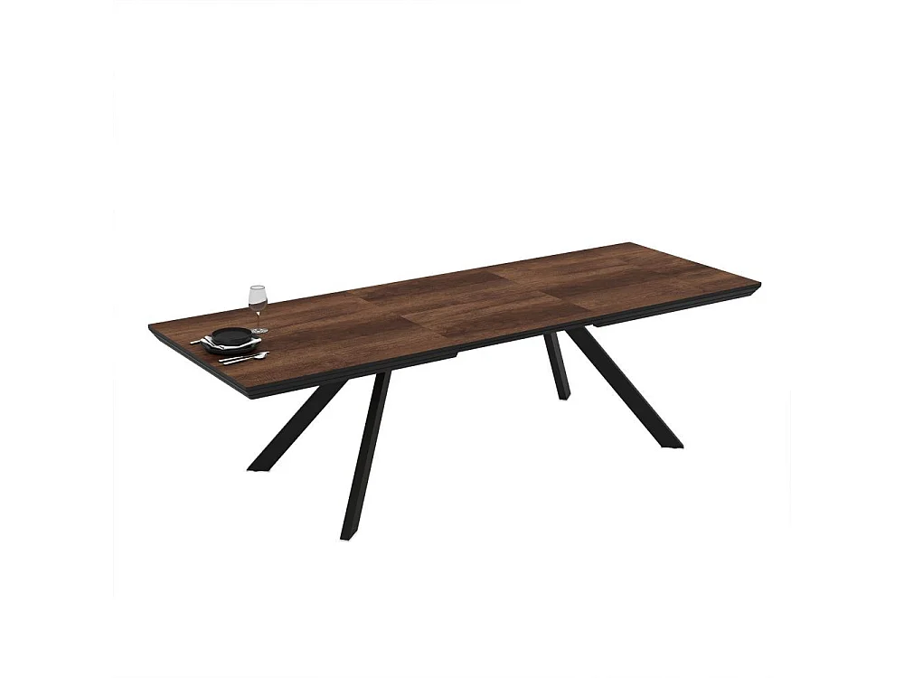 Tavolo allungabile Corin piano colore noce e gambe in metallo 200x100x77H