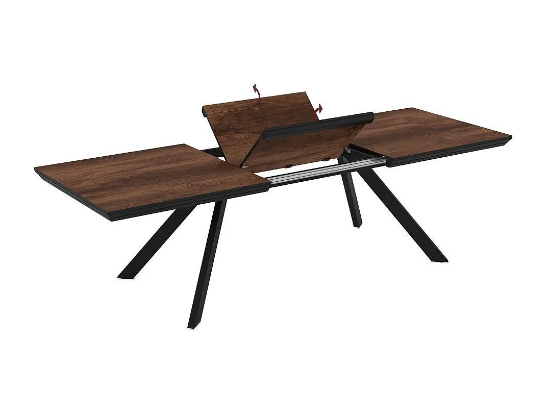 Tavolo allungabile Corin piano colore noce e gambe in metallo 200x100x77H