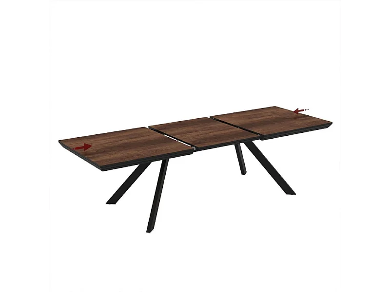 Tavolo allungabile Corin piano colore noce e gambe in metallo 200x100x77H