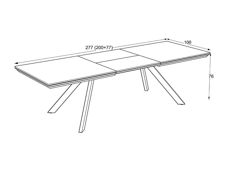 Tavolo allungabile Corin piano colore noce e gambe in metallo 200x100x77H