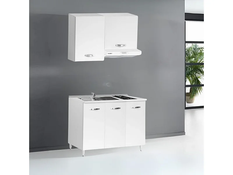 Mini cucina monoblocco bianco frassinato Zagabria 120