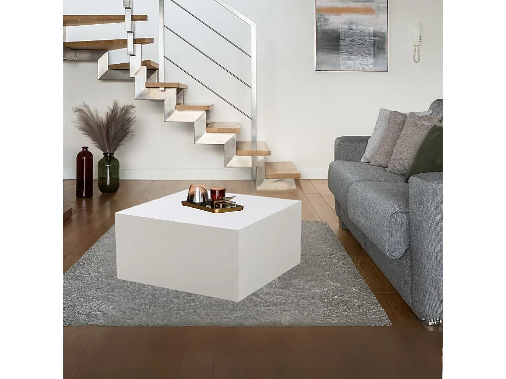 Tavolino da salotto bianco quadrato Lola 80x80x40H