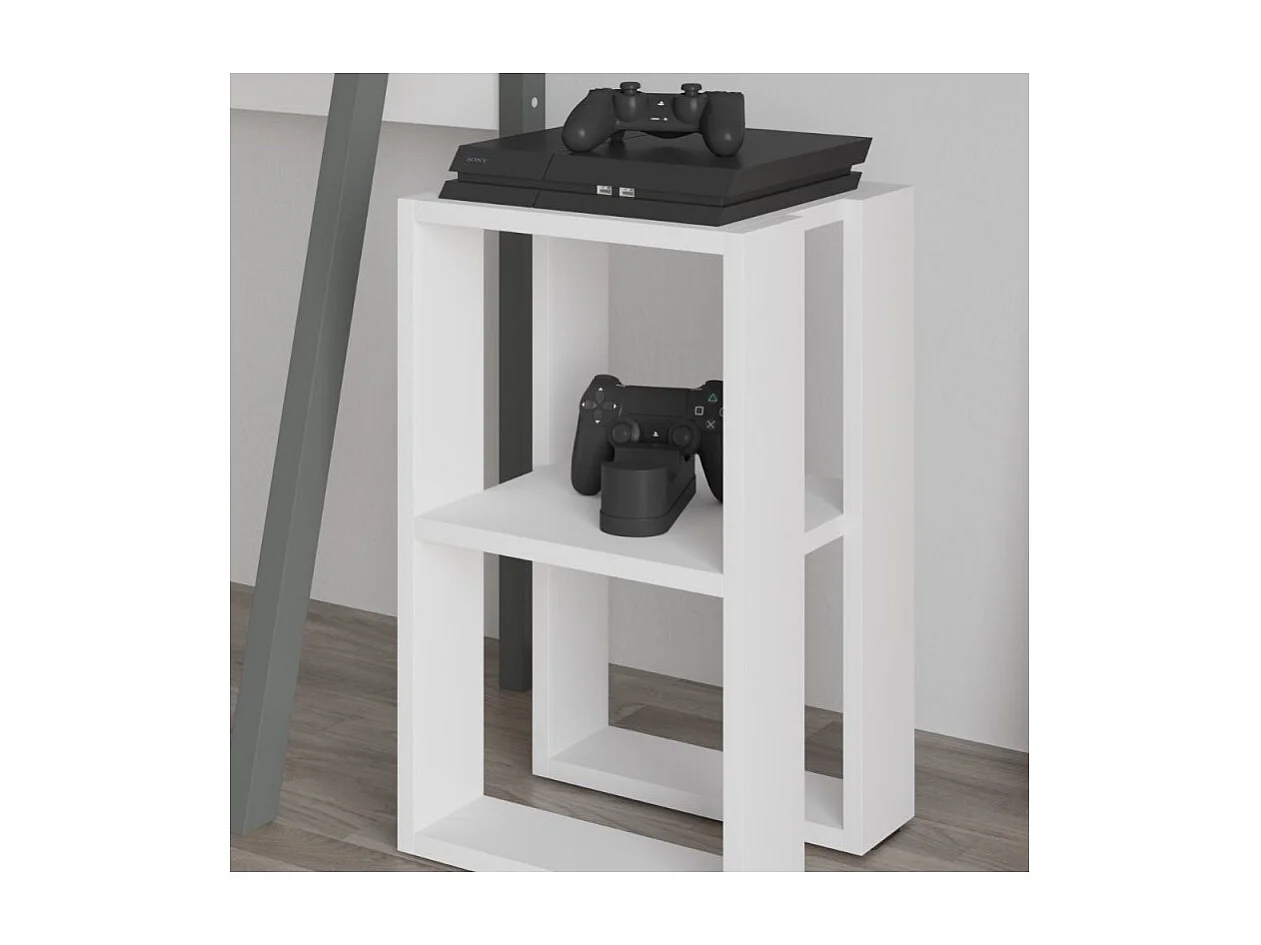 Comodino due ripiani Lonie 34x30x55h colore bianco