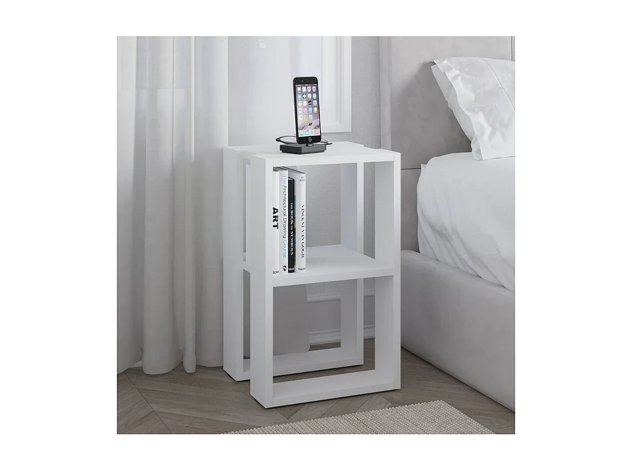 Comodino due ripiani Lonie 34x30x55h colore bianco