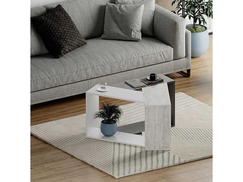 Tavolino da salotto Trio colore cemento bianco