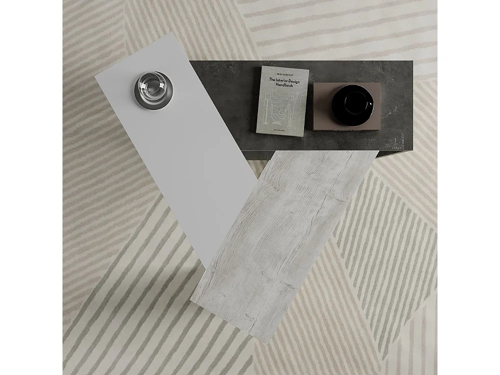 Tavolino da salotto Trio colore cemento bianco