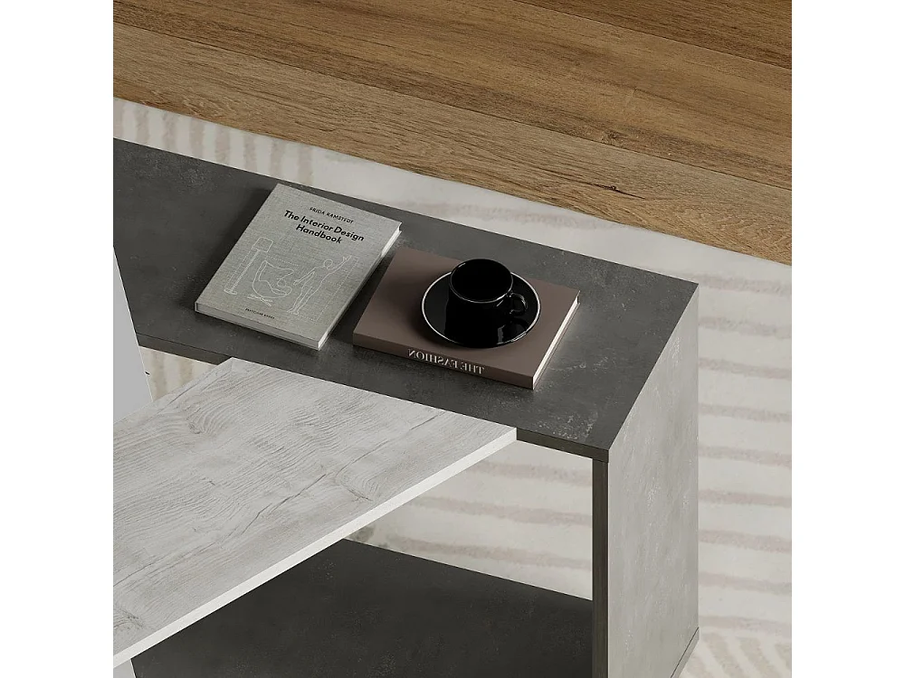 Tavolino da salotto Trio colore cemento bianco