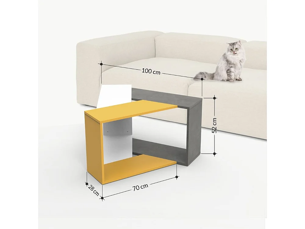 Tavolino da salotto Trio colore cemento bianco