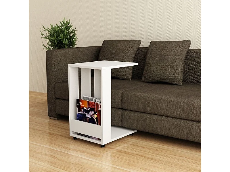 Tavolino da divano porta pc e riviste Edi colore bianco