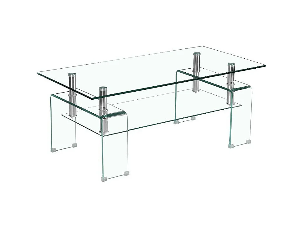 Tavolino in vetro temperato con doppio ripiano Gelso 100x55x44H