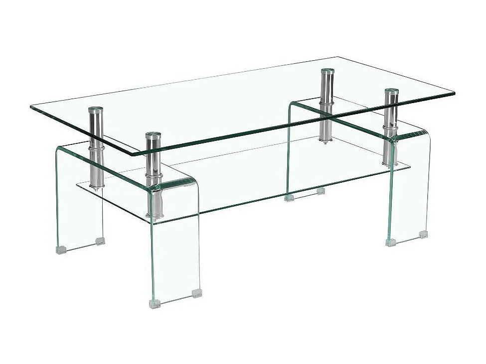 Tavolino in vetro temperato con doppio ripiano Gelso 100x55x44H